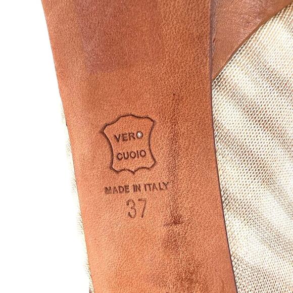 MISSONI Signature Leather Slingback 5" Platform Heel in Beige & Cream Size 7 - Picture 16 of 16